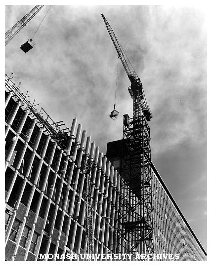 Humanities building during construction