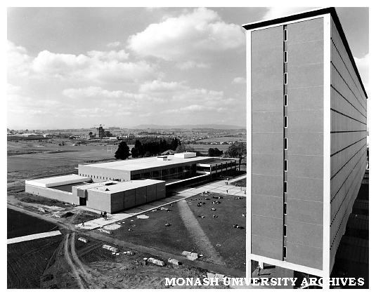 Raised view of Union and Menzies buildings looking north-east