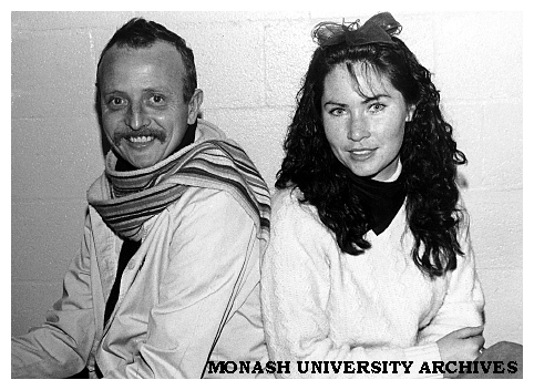 John Horley (Student Union Welfare Committee representative) with Fiona McCullough (Artist-in-residence)