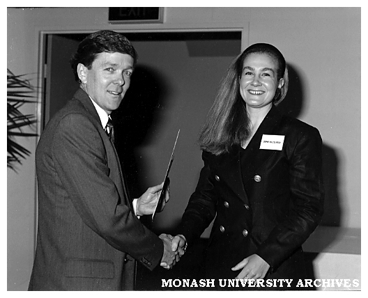 Sophie Malcolmson receiving the AANA marketing award from Robert Belleville