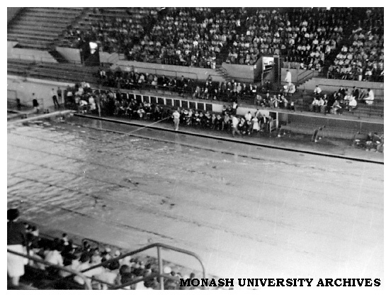 Frankston Teachers' College swimming carnival. General view of Olympic pool.