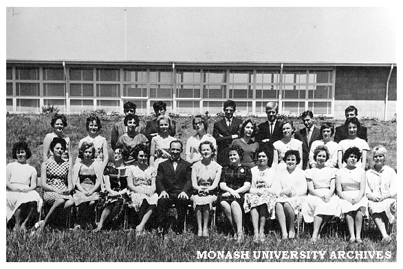 Second year students (Group A2), Trained Primary Teachers' Certificate course, Frankston Teachers' College. Miss Trudy Kentish, Vice Principal (seated, middle)