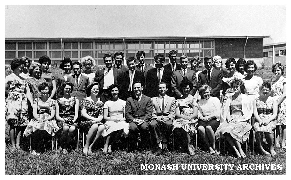 Second year students (Group D2), Trained Primary Teachers' Certificate course, Frankston Teachers' College. Mr Laurie Flynn, Mr Ray Giles (front row)