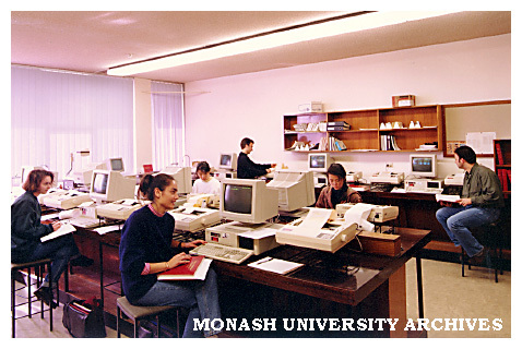 Pharmacy students in computer dispensing class