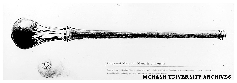 Proposed mace for Monash University, designed by Matcham Skipper