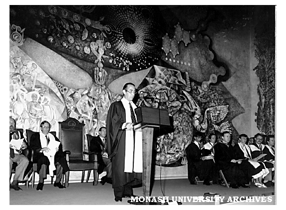 Mr Geoffrey M. Oscar, President of the Victoria College of Pharmacy addressing 1987 Opening of Academic Year
