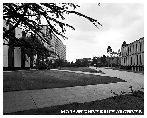 Forum looking west with Main Library, Menzies Building and Administration