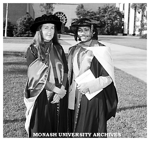 PhD graduates Leslie O'Brien and her husband Wan Ahmad Zawawi bin Ibrahim