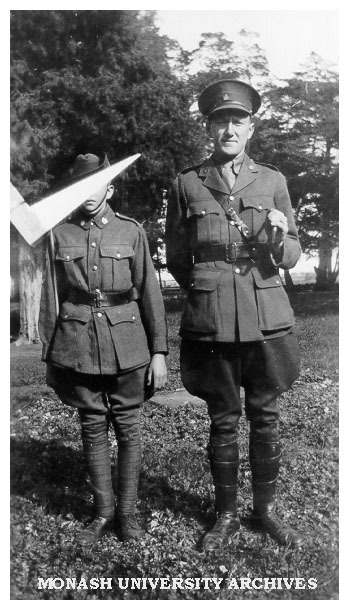 Caulfield Technical School cadet camp. Lieutenant Hall with his Orderly Corporal B. Lock