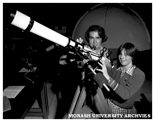 Bayswater High School students Rainer Berger and Michelle Bradley in the Astronomy laboratory