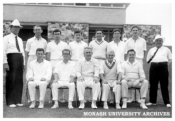 Staff and graduate student cricket team which played at Flinder University