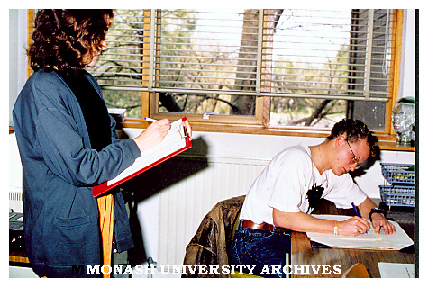 Volunteer and observer during a stress management and heart rate test