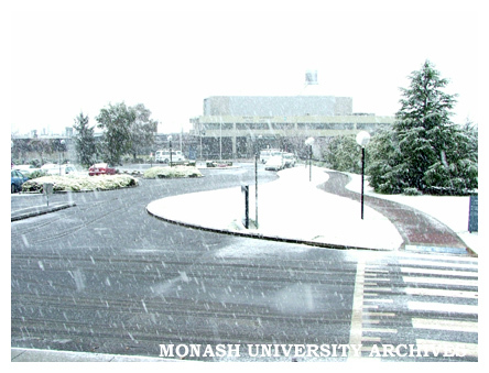 Gippsland campus buildings 1W &amp; 2W covered in snow