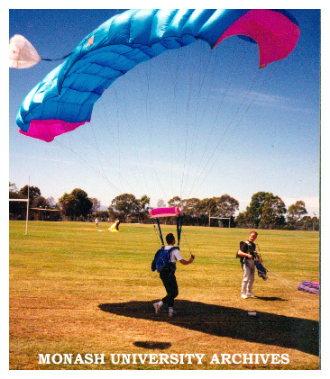 Skydiving display during Orientation Week