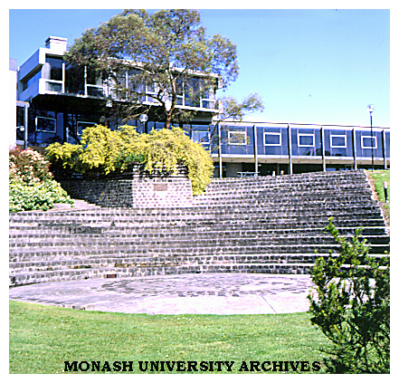 Gippsland campus Building 1N viewed from amphitheatre