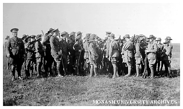 Caulfield Technical School cadet camp. Cadets at a lecture on using effective cover by W. O. Scholes
