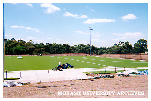 Construction of synthetic hockey field