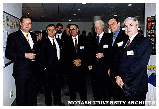 Alexander Downer (left), Australian Foreign Minister; Peter Darvall, Deputy Vice-Chancellor Monash University and John Anderson (right), Vice-Chancellor of Monash South Africa at South Africa campus lunch.