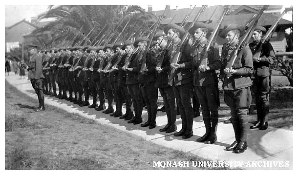 Opening of Caulfield Technical School Trade Block, 21 September 1939. Guard of Honour to Sir John Harris