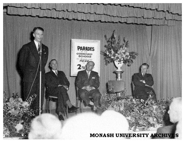 The Hon. Lindsay Thompson (MLA) opening the Commonwealth Technical Training Week exhibition at Chadstone shopping centre by Technical Schools of the South-East Metropolitan Region.