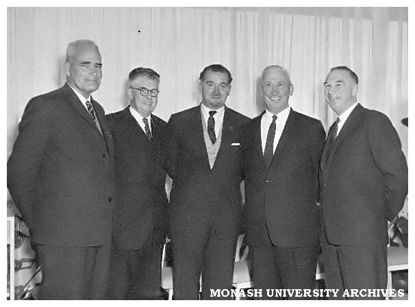 Principals of South-East Metropolitan Region Technical Schools F. H. Nicholls (Oakleigh), R. G. Stranks (Dandenong), A. Warren (Prahran), M. C. Beresford (Brighton) A. E. Lambert (Caulfield)