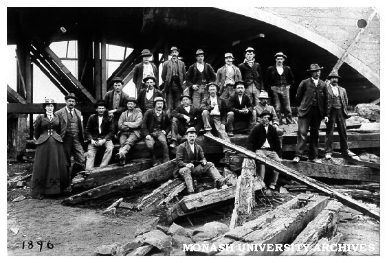Mr and Mrs John Monash with workmen at Fyansford Bridge