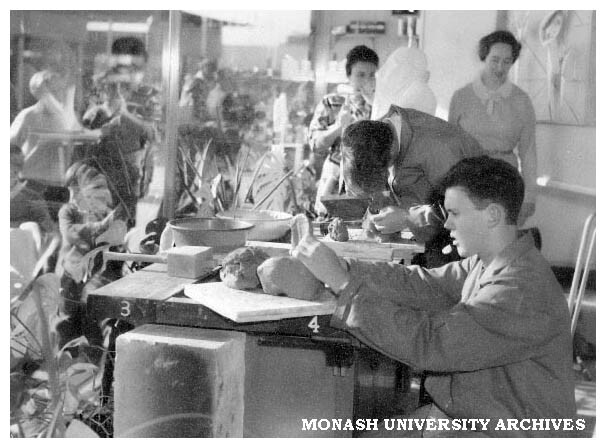 Pottery display in Foy's window at Commonwealth Technical Training Week exhibition at Chadstone shopping centre.