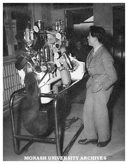 'Belt and ropes - transmitter power'. Display at Caulfield Technical School.