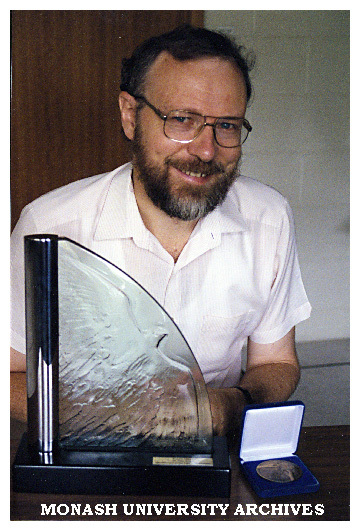 Geophysicist Dr Michael Asten with CSIRO Medal for Research Achievement for his Falcon Project research which developed the airborne gravity gradiometer (AGG).