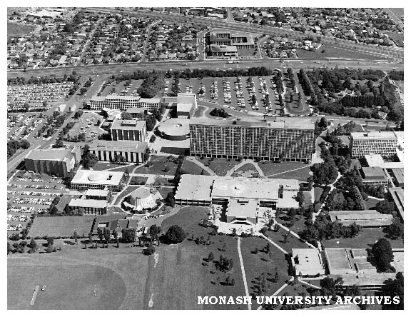 Aerial view of Clayton campus from the north