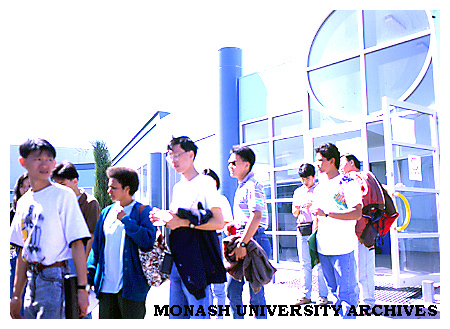 Students in front of Binishell