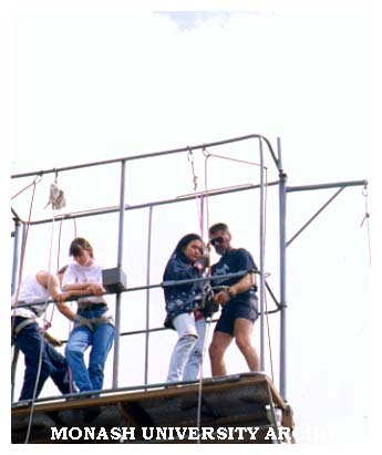 Gippsland students abseiling on Orientation Day