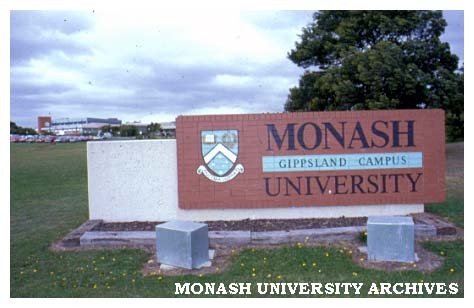 Entrance sign at Monash University Gippsland campus