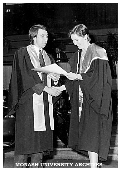 Mr Paul Ramler, Deputy Vice-President of Council, presenting award to Ms Jacqueline Wells at Chisholm Conferring of Awards ceremony, May 14