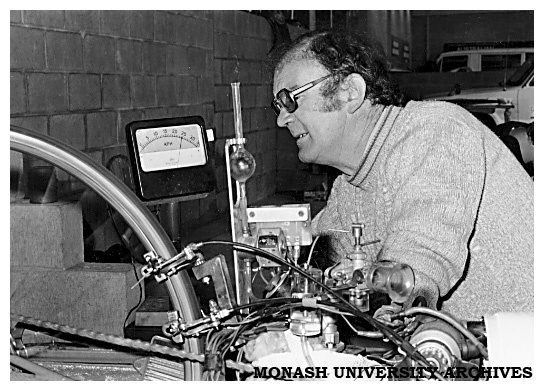 Chisholm spanner man, Ian Dent, checking Chisholm 80's tuning on the pit dynamometer