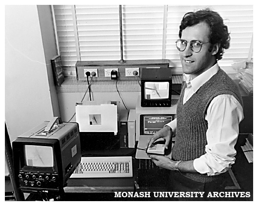 Mr Charles Greif, of the Faculty of Technology's Computer Imaging Group, processing an image of an arterial X-ray on the Group's IBM imaging system