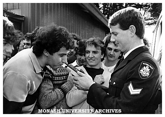 Victoria police breathalyser demonstration at 'Think and Drink' awareness day at Chisholm