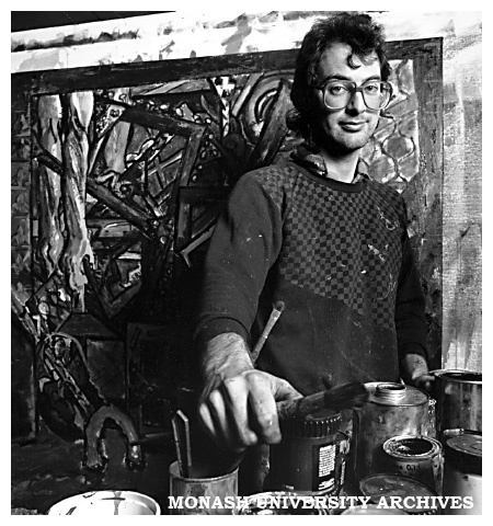 Chisholm post-graduate Fine Arts student Bradley O'Brien with his painting 'Store' which has been acquired by the National Gallery