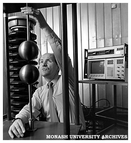 Chisholm Department of Electrical and Electronic Engineering lecturer Mr Paul Voumard at work on the development of an improved technique for diagnosing faults in high voltage switch-gear