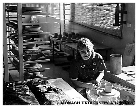 Potter Sally Gleeson works in the School of Art and Design's new Ceramic Production Studio on the Frankston Chisholm campus