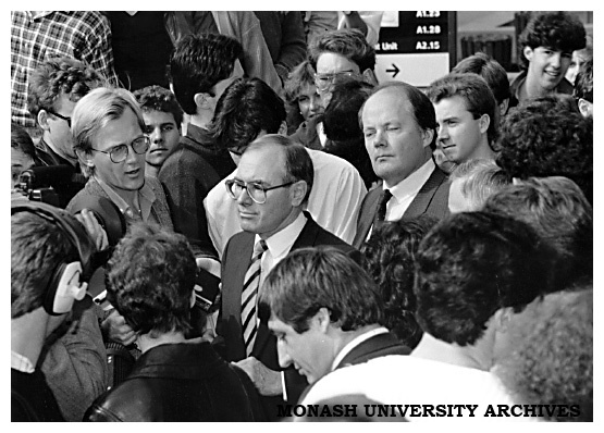 Leader of the Federal Opposition Mr John Howard after addressing the student Liberal Party at Chisholm