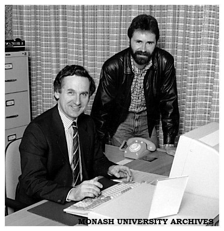Head of the Educational Development Unit Mr John Julian (seated) and Media Services Manager Byron Nichols