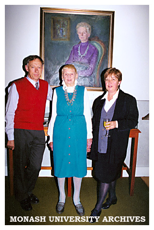 Sister Elizabeth Burchill (centre) at the opening of the Burchill function rooms in the Performing Arts Centre. Dean of Arts Marian Quartly (right)