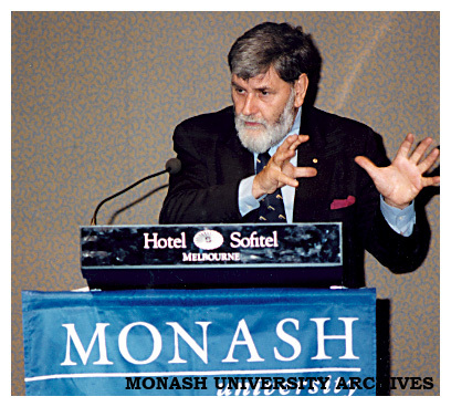 Professor Barry Jones, adjunct professor in the Faculty of Information Technology, delivers his inaugural lecture