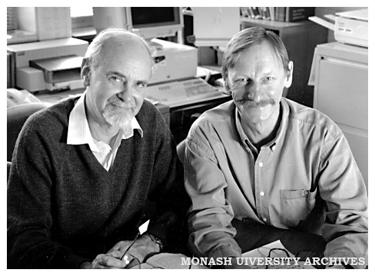 Associate Professor Bruce Steele from the English department (left) and Professor Clive Probyn, head of the School of Literary, Visual and Cultural Studies