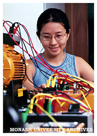Student in Mechatronics Engineering laboratory at Monash Malaysia campus