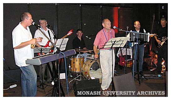 Senior Management Summit musical entertainment (from left) Terry Hogan, Manager Client Services; Andrew Picouleau, Director Staff Services; Stephen Parry; Homer Le Grand, Dean of Arts; Stephen Parker