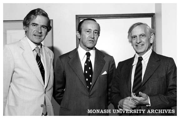 Vice-Chancellor Ray Martin (left), Spanish Ambassador Carlos Martinez-Shaw (centre) and Dean of Arts Professor John Legge