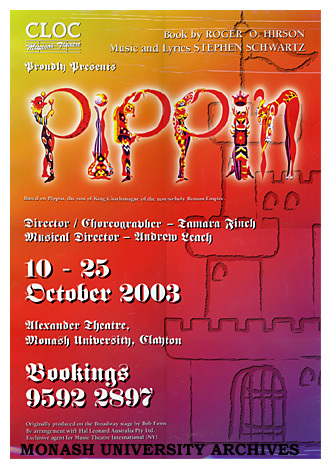 Poster for CLOC Musical Theatre performance of 'Pippin'