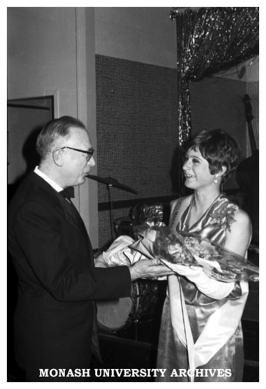 Mr Lambert &amp; Ann Davis at Caulfield Technical College ball presentation